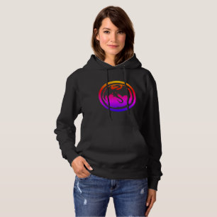 Black Dragon neon women black hooded sweatshirt