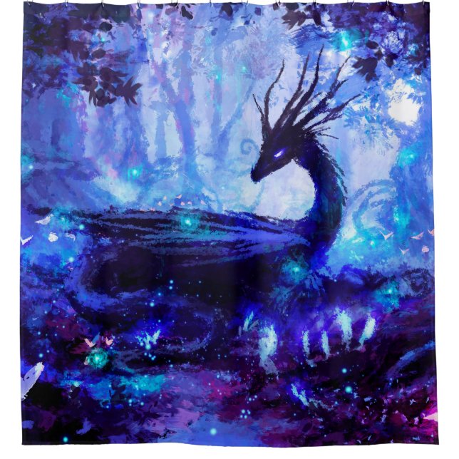 Black dragon, night forest scene. (Front)
