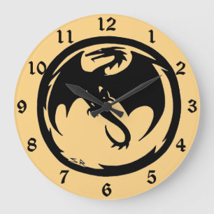 Black Dragon or horloge murale avec numéros