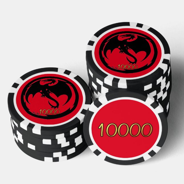 Black Dragon red black gold 10K stripe poker chip (Stack)