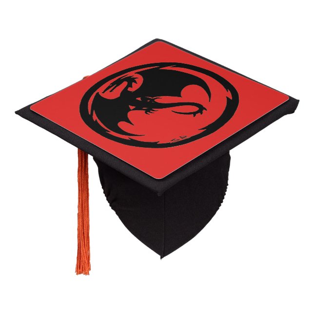 Black Dragon red graduation cap (Angled)