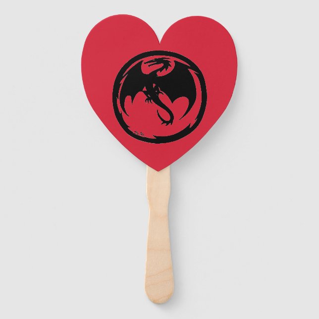 Black Dragon red heart hand fans (Front)