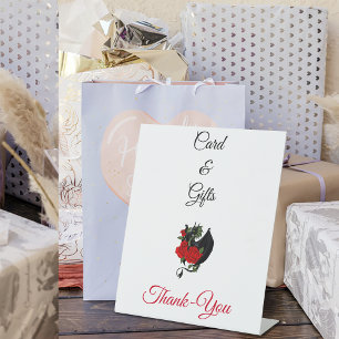 Black Dragon Red Roses Fantasy Cards & Gifts Pedestal Sign
