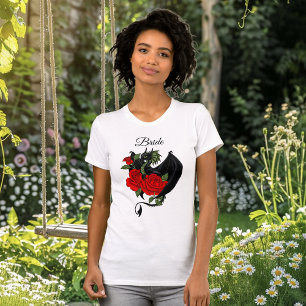 Black Dragon Red Roses Fantasy T-Shirt