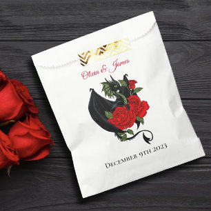 Black Dragon Red Roses Fantasy Wedding Favour Bag