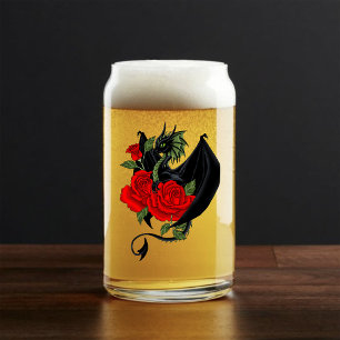 Black Dragon Red Roses Lavender  Can Glass