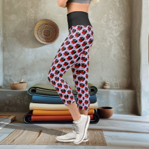 Black Dragon Red Roses Lavender Capri Leggings