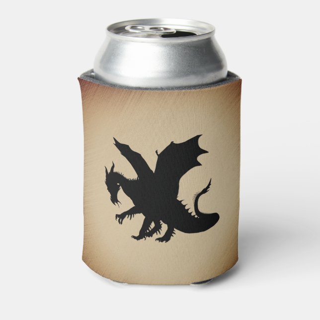 Black Dragon Rustic Background Can Cooler (Can Back)