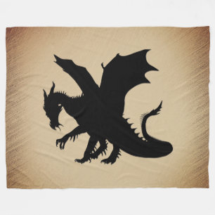 Black Dragon Rustic Background Fleece Blanket