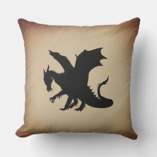 Black Dragon Rustic Background Outdoor Pillow