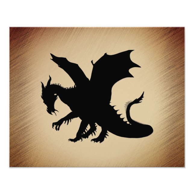 Black Dragon Rustic Background Photo Print (Front)