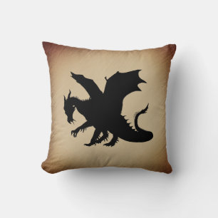 Black Dragon Rustic Background Throw Pillow
