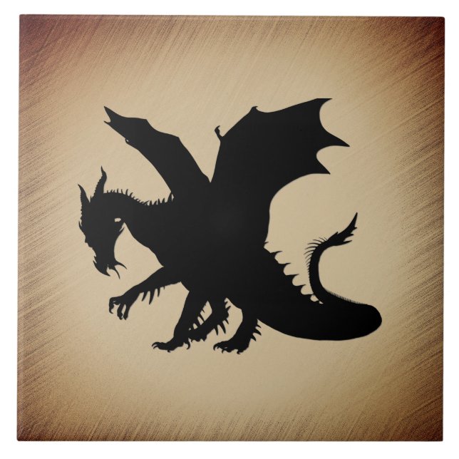 Black Dragon Rustic Background Tile (Front)