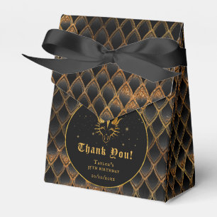 Black Dragon Scales Gold Birthday Thank You Favor Box