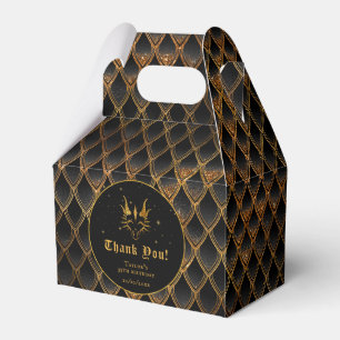 Black Dragon Scales Gold Birthday Thank You Favor Box