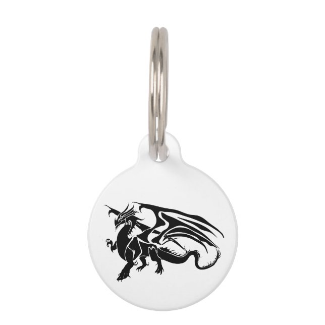 Black Dragon Silhouette Pet Tag (Front)