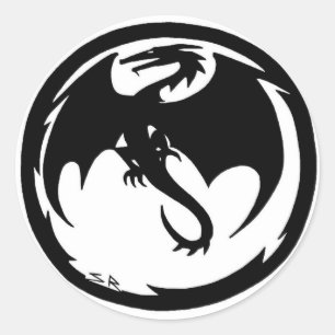 Black Dragon small round stickers