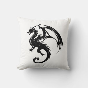 Black dragon throw pillow