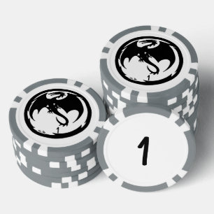 Black Dragon white grey 1 striped poker chip
