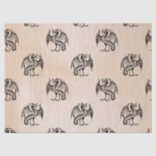 Black Dragons on Tan Decoupage Tissue Paper