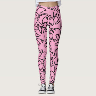 Black dragons pattern outline.b L pink BG Leggings