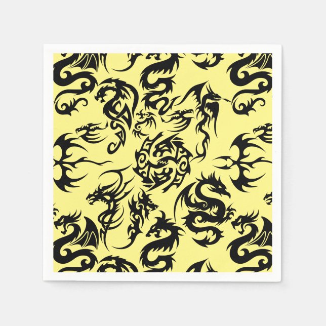 Black dragons pattern outline.b napkin (Front)