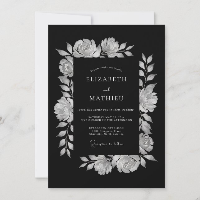 Black Dramatic Evening Wedding Invitation (Front)
