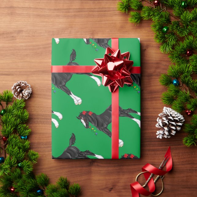 Black Draught Horse Foal Christmas Wrapping Paper (Holiday Gift)