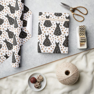 Black Dress Fashion Pattern with Abstract Spot Wrapping Paper