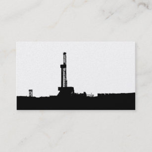 Black Drilling Rig Silhouette on White Background Business Card