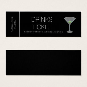 Black Drink Ticket Wedding Reception Mini Card