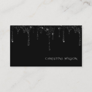 black dripping glitter business card