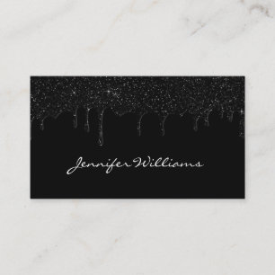 Black dripping glitter minimalist modern elegant business card