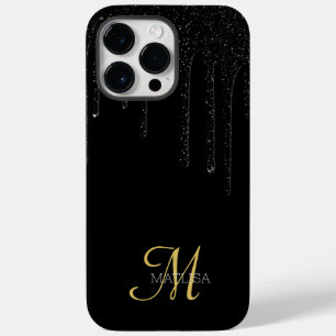 Black Dripping glitter Monogram Name Script Custom Case-Mate iPhone 14 Pro Max Case