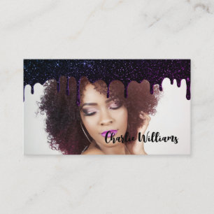 Black Dripping Glitter QR Code Add Your Own Image Business Card