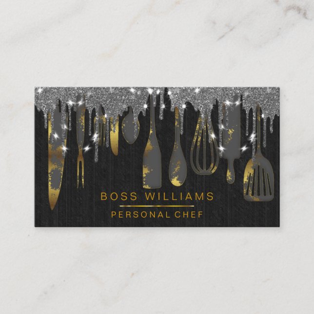 Black Drips Catering Personal Chef Bakery Pastry Business Card (Front)