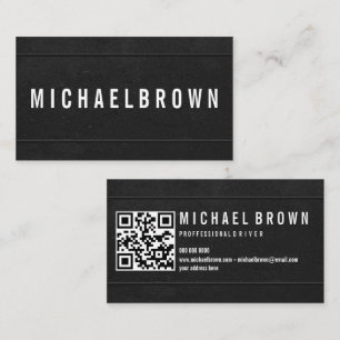 Black Driver Bold Modern QR Business Card