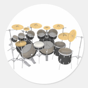 Black Drum Kit: 10 Piece: Classic Round Sticker