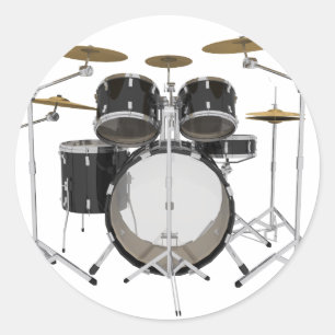 Black Drum Kit: Classic Round Sticker