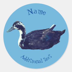 Black Duck Farm Animal Personalized Classic Round Sticker