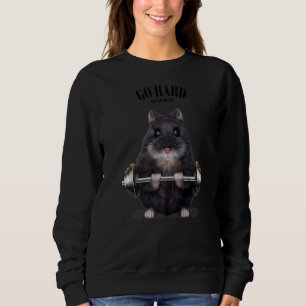 Black Dwarf Hamster Muscle Training Weightlifting  Sweatshirt