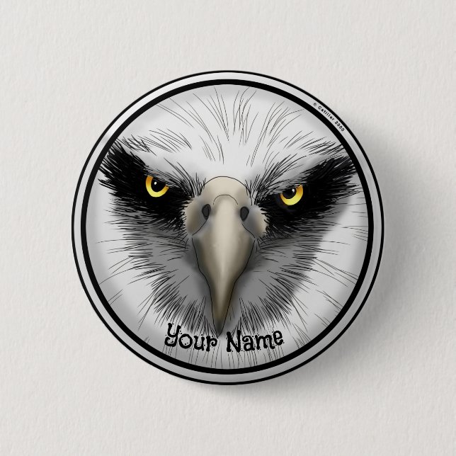Black Eagle  2 Inch Round Button (Front)
