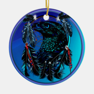 Black Eagle_Dreamcatcher-Ornament Ceramic Ornament