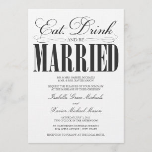 Black Eat, Drink & Be Married   Wedding Invitation