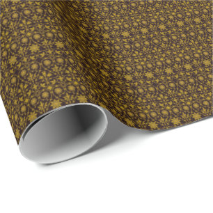 Black Ebony and Gold Filigree Pattern  Wrapping Paper