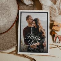 Black & Ecru Classic Script Photo Wedding