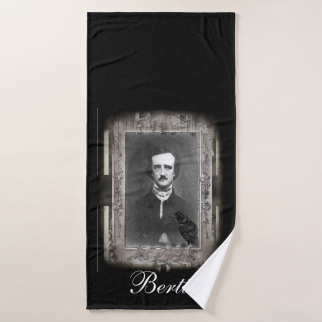 Black, Edgar Allan Poe personalised pet Bath Towel (Bath Towel)