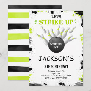 Black Editable Bowling Invitation