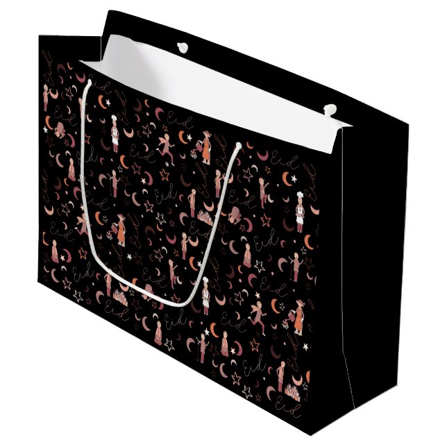 Black Eid Gift Bag (Front Angled)