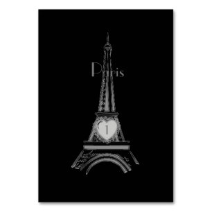 Black Eiffel Tower Paris Table Card